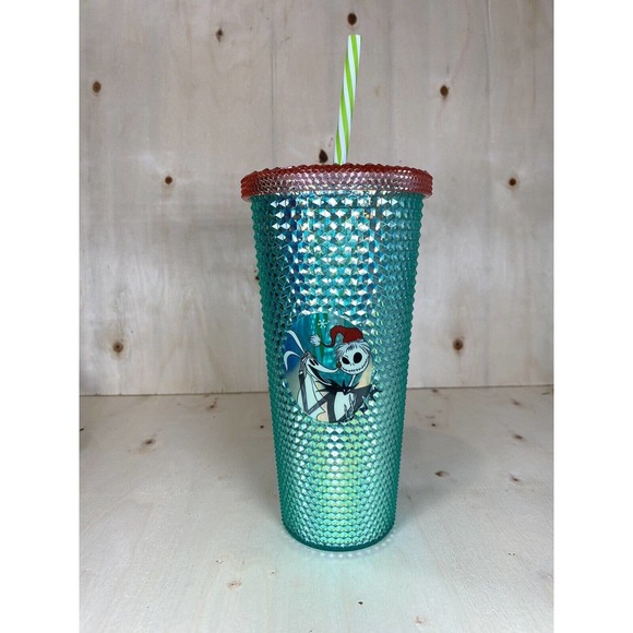 20 oz Jack and Zero Studded Tumbler Ice Green and Red Nightmare Before Christmas - Picture 2 of 7